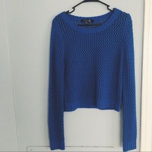Forever21 waffle knit blue cropped sweater